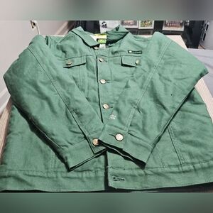 Boys John Deere Trucker Style green jacket with faux sherpa lining size XL 14/16